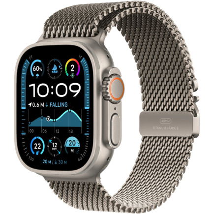 APPLE 49mm Natural Titanium Milanese Loop - Medium