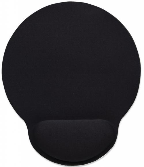 Manhattan Wrist Gel Support Pad and Mouse Mat, Black, 241 × 203 × 40 mm, non slip base, Lifetime Warranty, Card Retail Packaging