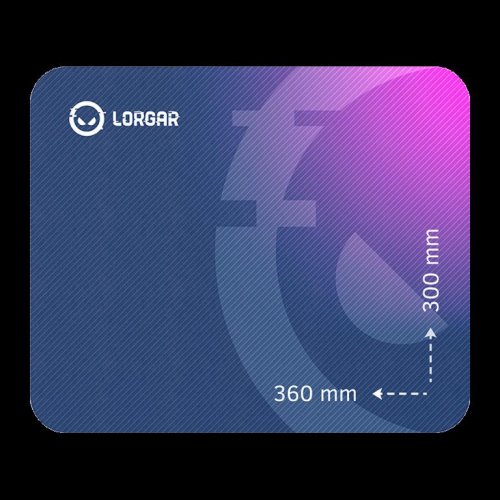 Lorgar Main 133, Gaming mouse pad, High-speed surface, Purple anti-slip rubber base, size: 360mm x 300mm x 3mm, weight 0.2kg