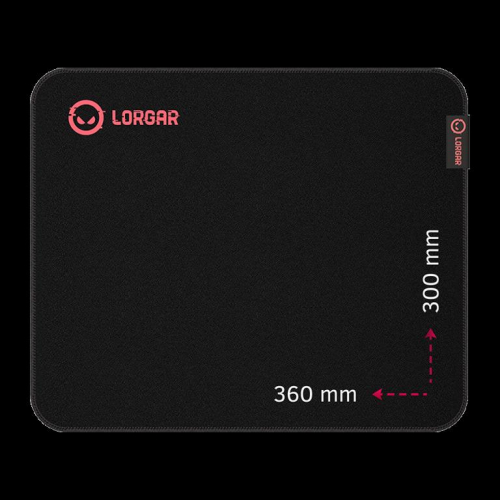 Lorgar Main 323, Gaming mouse pad, Precise control surface, Red anti-slip rubber base, size: 360mm x 300mm x 3mm, weight 0.21kg