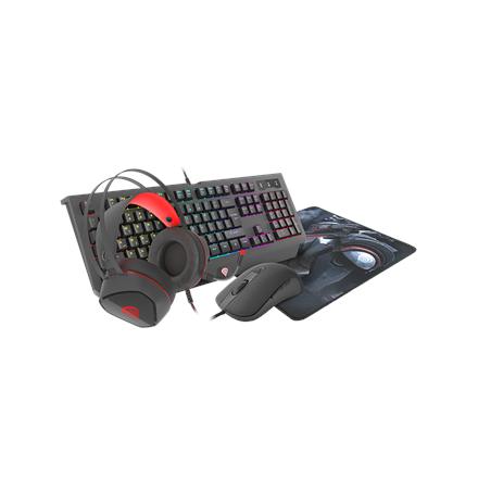 GENESIS COMBO set 4in1 cobalt 330 rgb keyboard + mouse +headphones + mousepad, us layout | Genesis | Wired | On-Ear | COMBO set 4in1 cobalt 330 NCG-1469