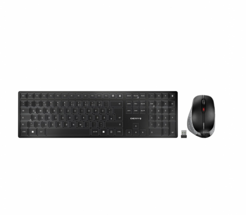 CHERRY DW 9500 SLIM keyboard Mouse included Universal RF Wireless + Bluetooth QWERTZ German Black, Grey