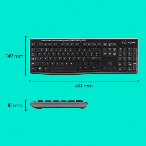 Logitech Wireless Combo MK270 keyboard Mouse included RF Wireless QWERTY US International Black, Silver