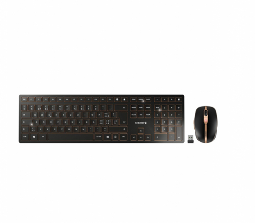 CHERRY Desktop DW 9100 SLIM [CH] WL AES black/copper BT Lithium Battery - weeks of use without charging