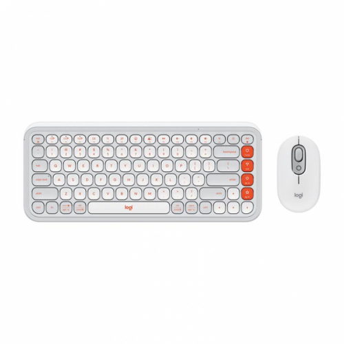 Logitech POP Icon Combo, US, valge/oranž - Juhtmevaba desktop / 920-013141