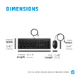 HP 225 USB Wired Mouse Keyboard Combo, Sanitizable/Antimicrobial - Black - US ENG
