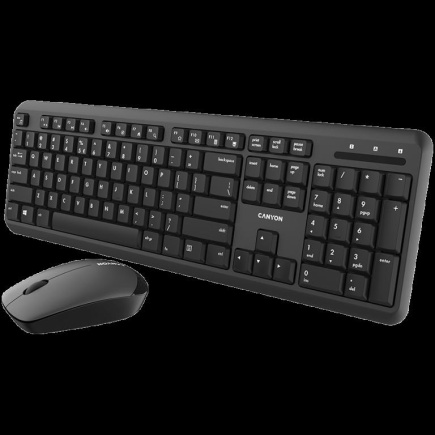 CANYON SET-W20 EN/RU Keyboard+Mouse Velvet Wireless Black