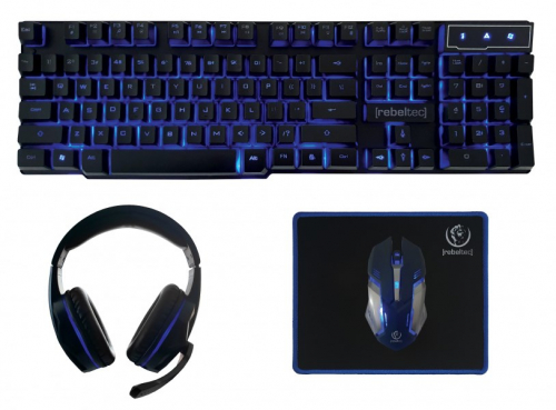 Rebeltec SHERMAN keyboard, mouse, pad, headphones for gamers combo