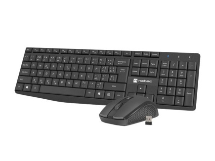 2IN1 SET NATEC SQUID BLACK KEYBOARD+MOUSE CZ/SK WIRELESS OPTICAL