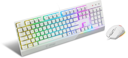 MSI VIGOR GK30 COMBO Valge MEMchanical Gaming Keyboard + Gaming Mouse Bundle 'UK Layout, 6-Zone RGB Lighting Keyboard, Dual-Zone RGB Lighting Mouse, 5000 DPI Optical Sensor, Center'