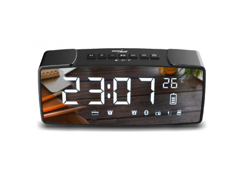 GreenBlue bluetooth clock radio, FM, aux-in, 6W, temperature, alarm, clock, 2200mAh battery, GB200