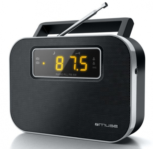 Muse M-081R Alarm function 2-band PLL portable radio Black