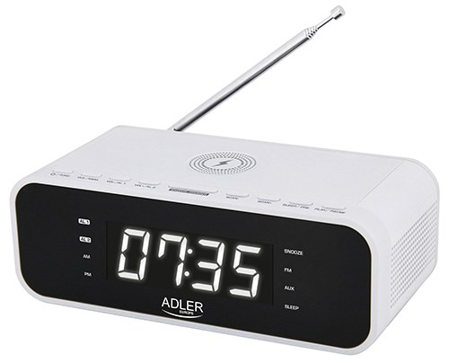 Clock radio with wireless charger and FM