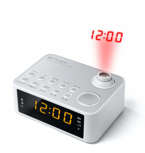 Muse M-178 PW Clock Digital Silver, White