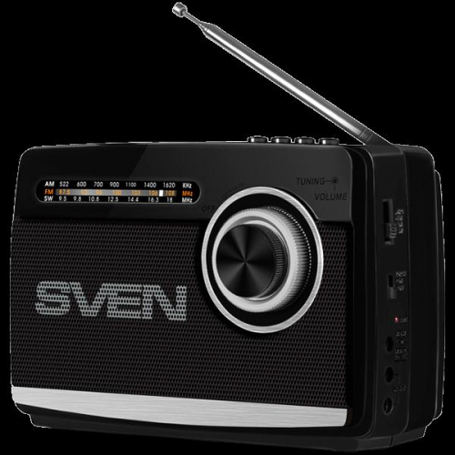 Speaker SVEN SRP-535, black (3W, FM/AM/SW, USB, microSD, flashlight, battery)