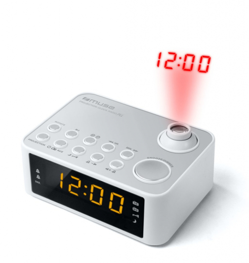 Muse M-178 PW Clock Digital Silver, White