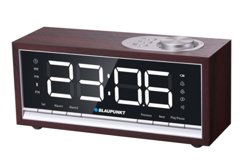BLAUPUNKT CR60BT Bluetooth Radio Alarm Clock, brown wood