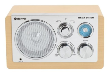 Denver TR-63LW radio Personal Analog Bamboo, Silver