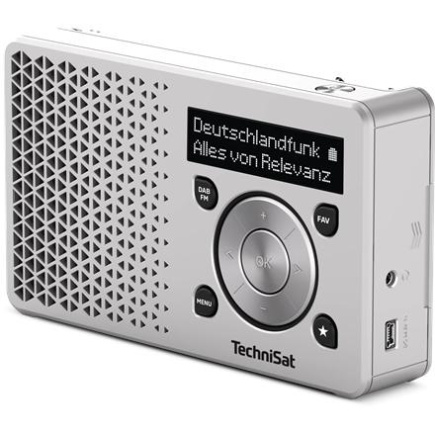 TechniSat | Portable DAB+/FM radio with built-in rechargeable battery | DIGITRADIO 1 | Silver