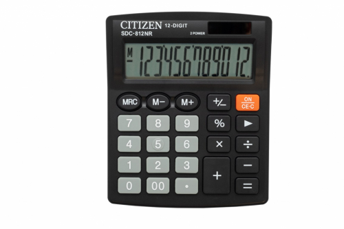 CITIZEN CALCULATOR OFFICE SDC-812NR, 12-DIGIT, 127X105MM, BLACK