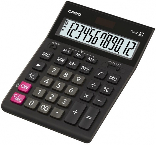 CASIO CALCULATOR OFFICE GR-12 BLACK, 12 DIGIT DISPLAY