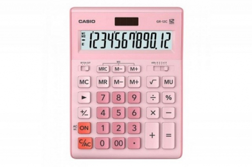 CASIO CALCULATOR GR-12C-PK OFFICE PINK, 12-DIGIT DISPLAY