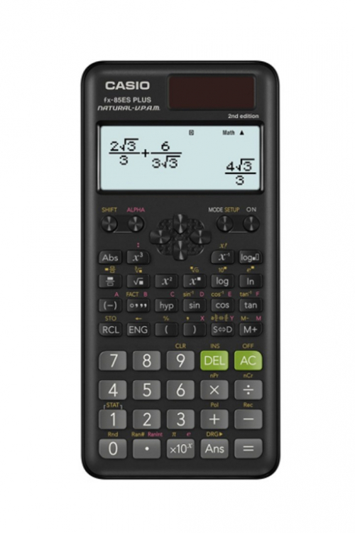 CASIO FX-85ESPLUS-2 B CALCULATOR SCIENTIFIC 252 FUNCTIONS 77X162MM, CARDBOARD BOX, BLACK