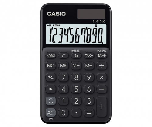 CASIO CALCULATOR POCKET SL-310UC-BK BLACK, 10 DIGIT DISPLAY