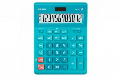 CASIO CALCULATOR OFFICE GR-12C-LB BLUE 12 DIGIT DISPLAY