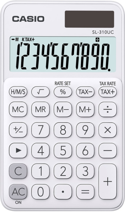 CASIO CALCULATOR, POCKET SL-310UC-WE Valge, 10 DIGIT DISPLAY