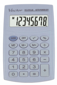 Vector KAV VC-210 LB pocket calculator, 8 digits, 64x98.5 mm, light blue