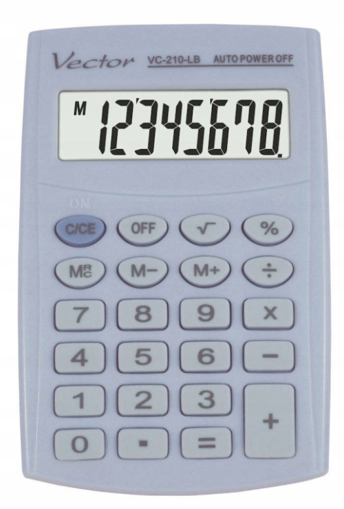 Vector KAV VC-210 LB pocket calculator, 8 digits, 64x98.5 mm, light blue