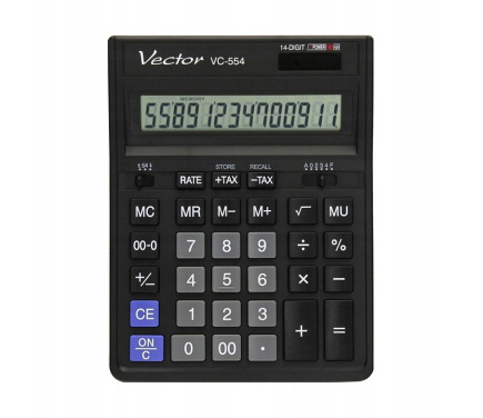 Vector KAV VC-554x Office Calculator, 14-digit, 153x199mm, Черный