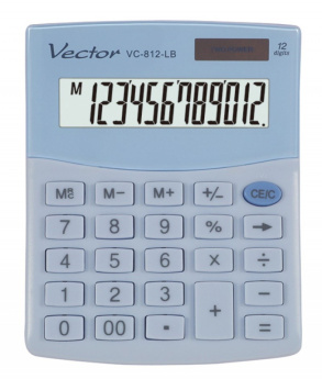 VECTOR OFFICE CALCULATOR, KAV VC-812 LB, LIGHT BLUE