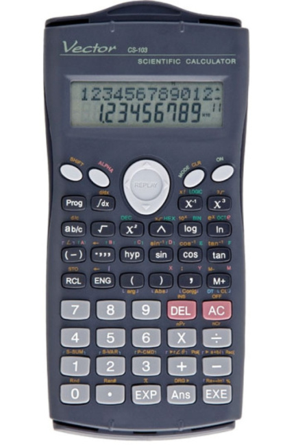 Vector KAV CS-103 scientific calculator, 279 functions, 80x170mm, Черный