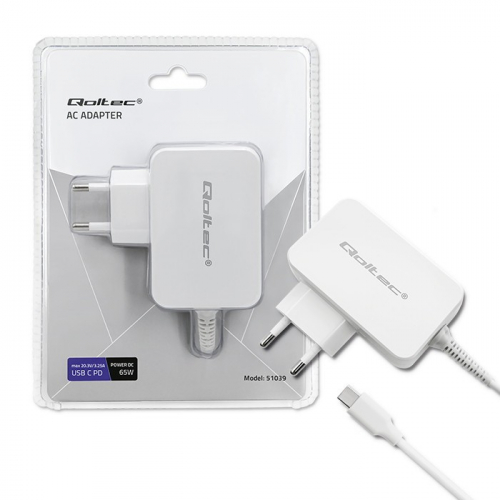 Qoltec Cahrger 65W USB type C, PD