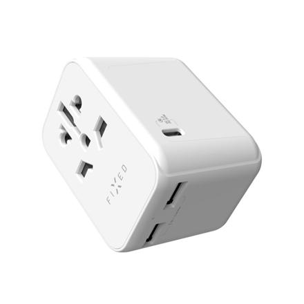 Fixed | Voyager World Adapter | FIXCT30-1C2A-WH | USB-A/USB-C | Travel Adapter FIXCT30-1C2A-WH