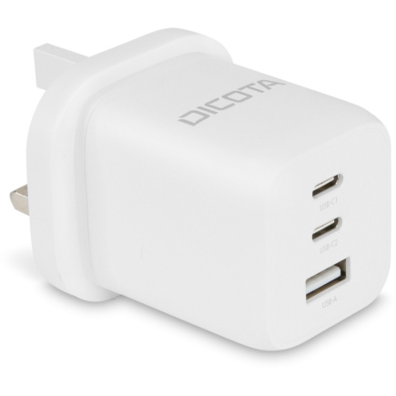 N Dicota Compact 3-Port GaN Wall Charger (65W) UK Белый
