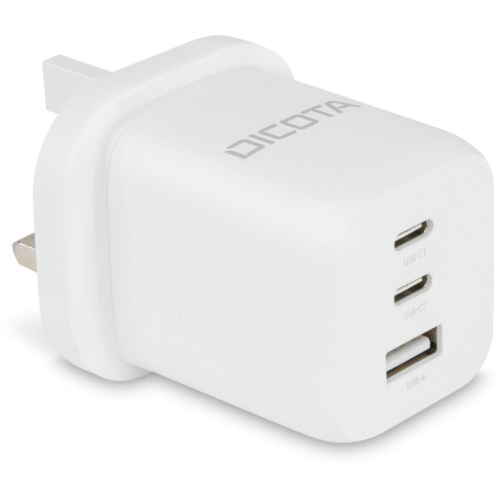 N Dicota Compact 3-Port GaN Wall Charger (65W) UK White