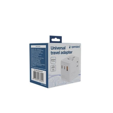 Gembird TPA-1A2C20-01-W Universal travel power adapter, 20 W, Valge | Gembird TPA-1A2C20-01-W
