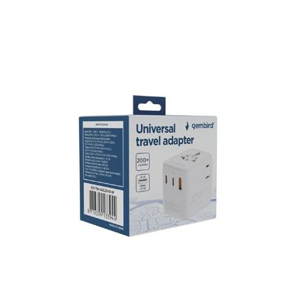 Gembird TPA-1A2C20-01-W Universal travel power adapter, 20 W, Valge | Gembird TPA-1A2C20-01-W