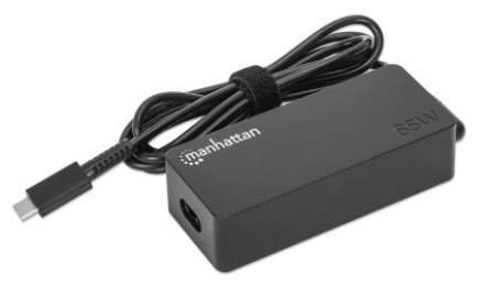 Manhattan USB-C Power Delivery Laptop Charger 65W, AC to Type-C Power Adapter, Universal Voltage Compatible with Most Notebooks, Ideal as Second or Replacement Power Supply, Includes Detachable AC Power Cable and Built-in USB-C PD Cable, Must