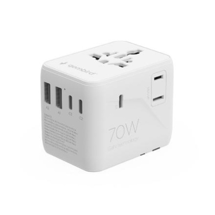 Gembird Universal travel power adapter, 70 W | TPA-2A3C70-01-W TPA-2A3C70-01-W