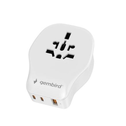 Gembird Universal travel power adapter, 20 W | TPA-1A2C20-02-W TPA-1A2C20-02-W