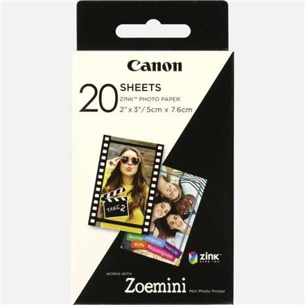 20 sheets | ZP-2030 | White | 5 x 7.6 cm | Photo Paper 3214C002