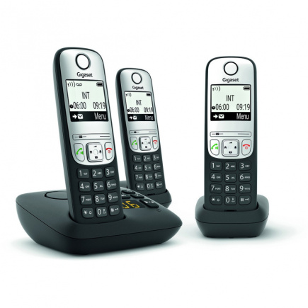 GIGASET A690A TRIO mit Anrufbeantworter - schwarz/silber