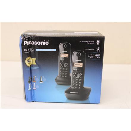 Taastatud. Panasonic KX-TG1612FXH Cordless phones, Black | Panasonic | Cordless | KX-TG1612FXH | Built-in display | Caller ID | Black | Conference call | Phonebook capacity 50 entries | Wireless connection | DAMAGED PACKAGING