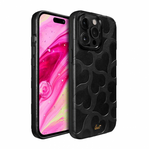 LAUT MOTIF, iPhone 14 Pro, hearts, must - Nutitelefoni ümbris / L-IP22B-MO-BKH