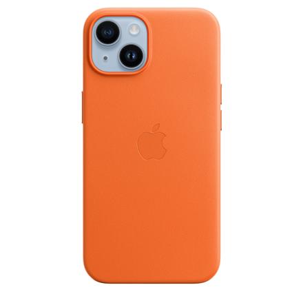 Apple | iPhone 14 Leather Case with MagSafe | Case with MagSafe | Apple | iPhone 14 | Leather | Orange MPP83ZM/A