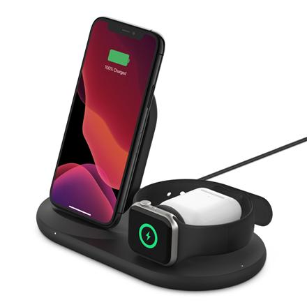 Belkin | BOOST CHARGE | 3-in-1 Wireless Charger for Apple Devices WIZ001vfBK